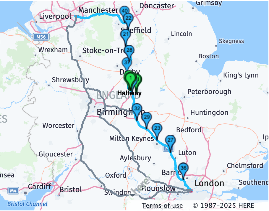 London Manchester Halfway